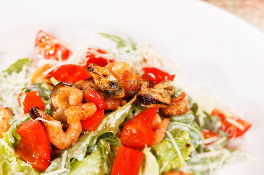 海食沙拉章鱼食物蔬菜国王宏观红色饮食午餐海鲜餐厅图片