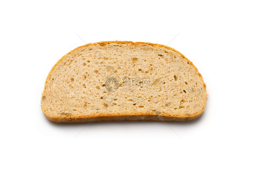 白上孤立的面包切片阴影宏观饮食碳水食物小吃烹饪工作室食品午餐图片