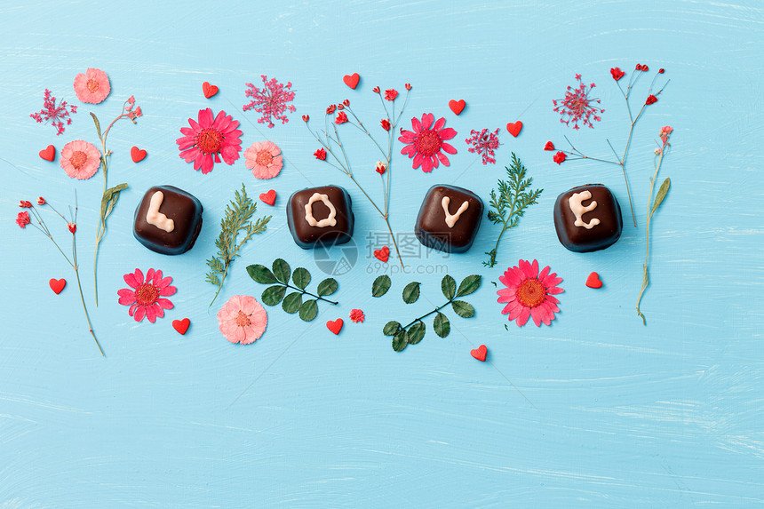 巧克力情人节礼物甜点糖果小吃食物营养诱惑花朵美食乐趣叶子图片