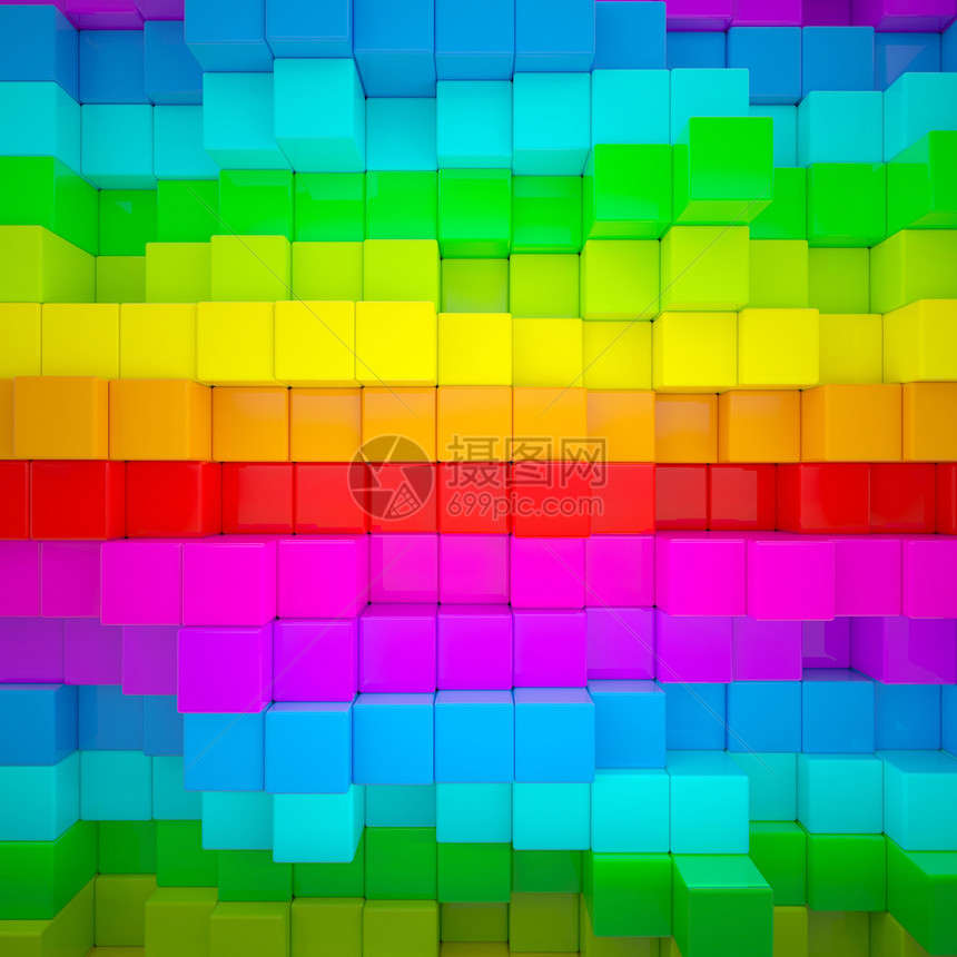 彩色立方的抽象壁线条盒子插图电脑乐趣立方体正方形反射油漆商业图片