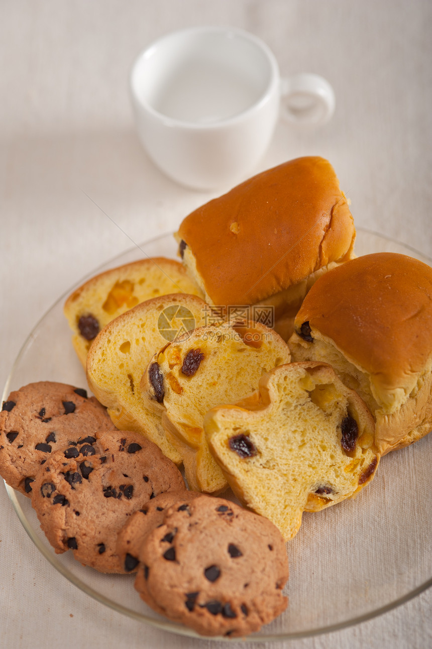 甜食面包和饼干的选择蛋糕团体甜点包子糕点面包脆皮小麦美食咖啡图片