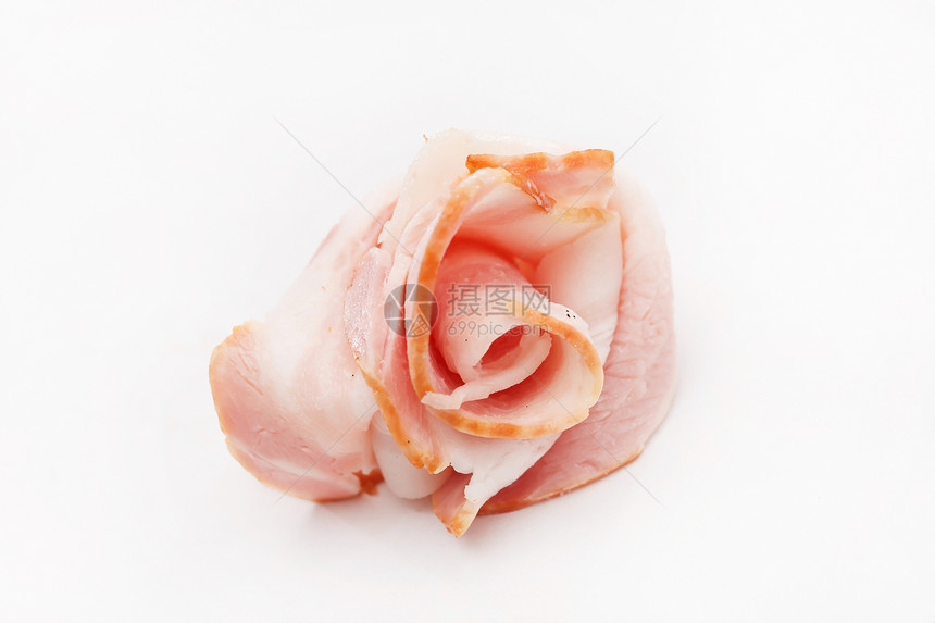 火腿切片粉色猪肉玫瑰熏制早餐火鸡熏肉晚餐食物饮食图片