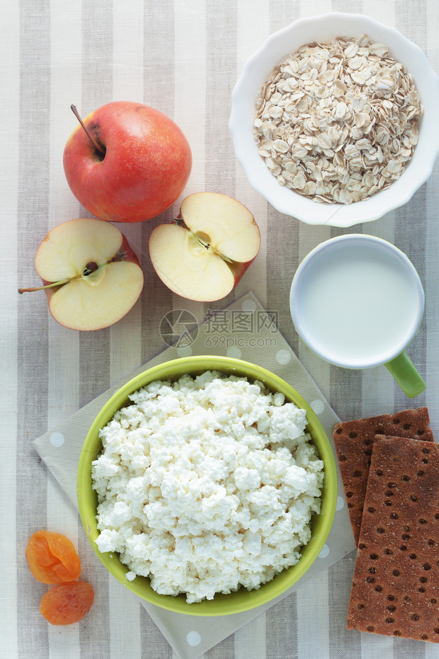 健康食品乡村小屋国家午餐餐巾小吃牛奶产品早餐面包图片