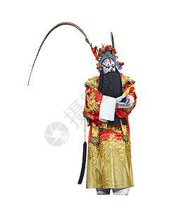中国传统歌剧演员 演戏服和戏剧服装面具京剧想像力男人戏装服饰彩绘成人男性面部背景