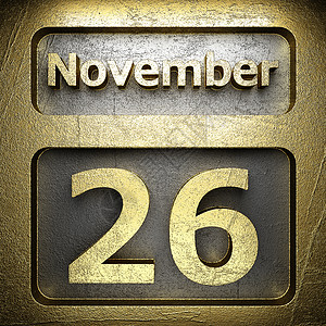 26个金色标志日历控制板酒吧议程数字金属会议合金边界日记背景图片