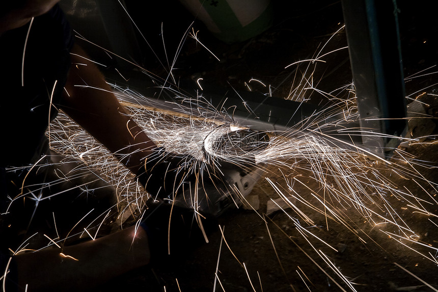 螺旋圆环有火花金工火焰工具技术工业工作工程磨床金属制造图片