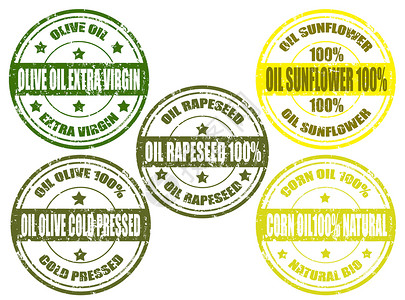 油菜籽一套邮票橡皮向日葵标签蔬菜绿色橄榄林种植园植物农业食物插画