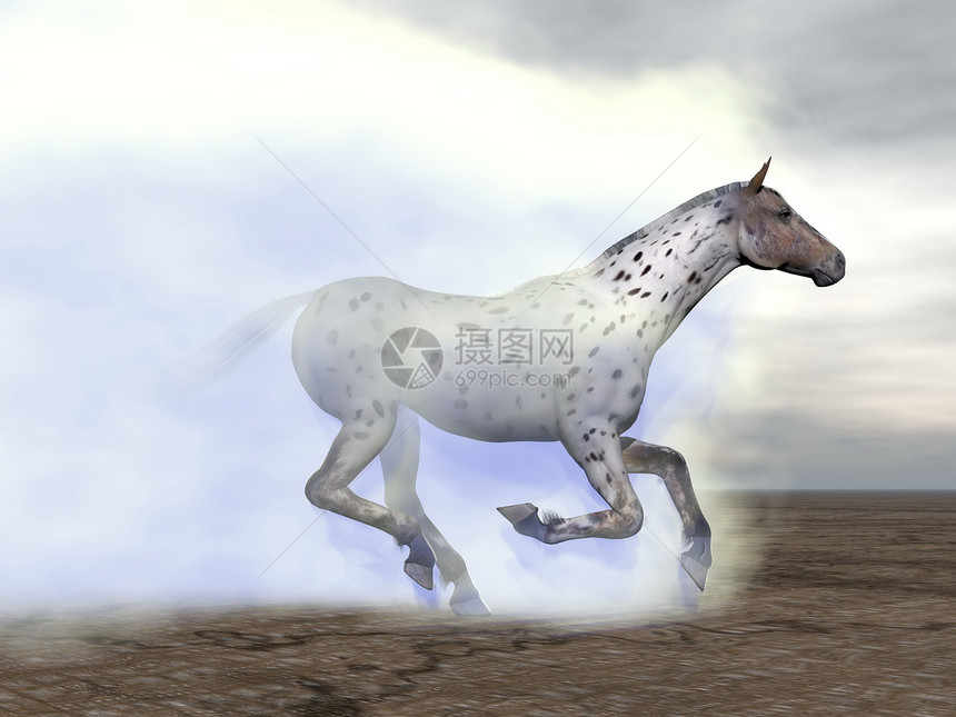 在云中奔驰的马匹 3D制成图片