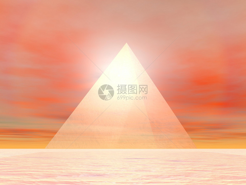 向太阳的金字石  3D转化三角形金字塔天堂艺术冥想沙漠艺术品玻璃太阳透明度图片