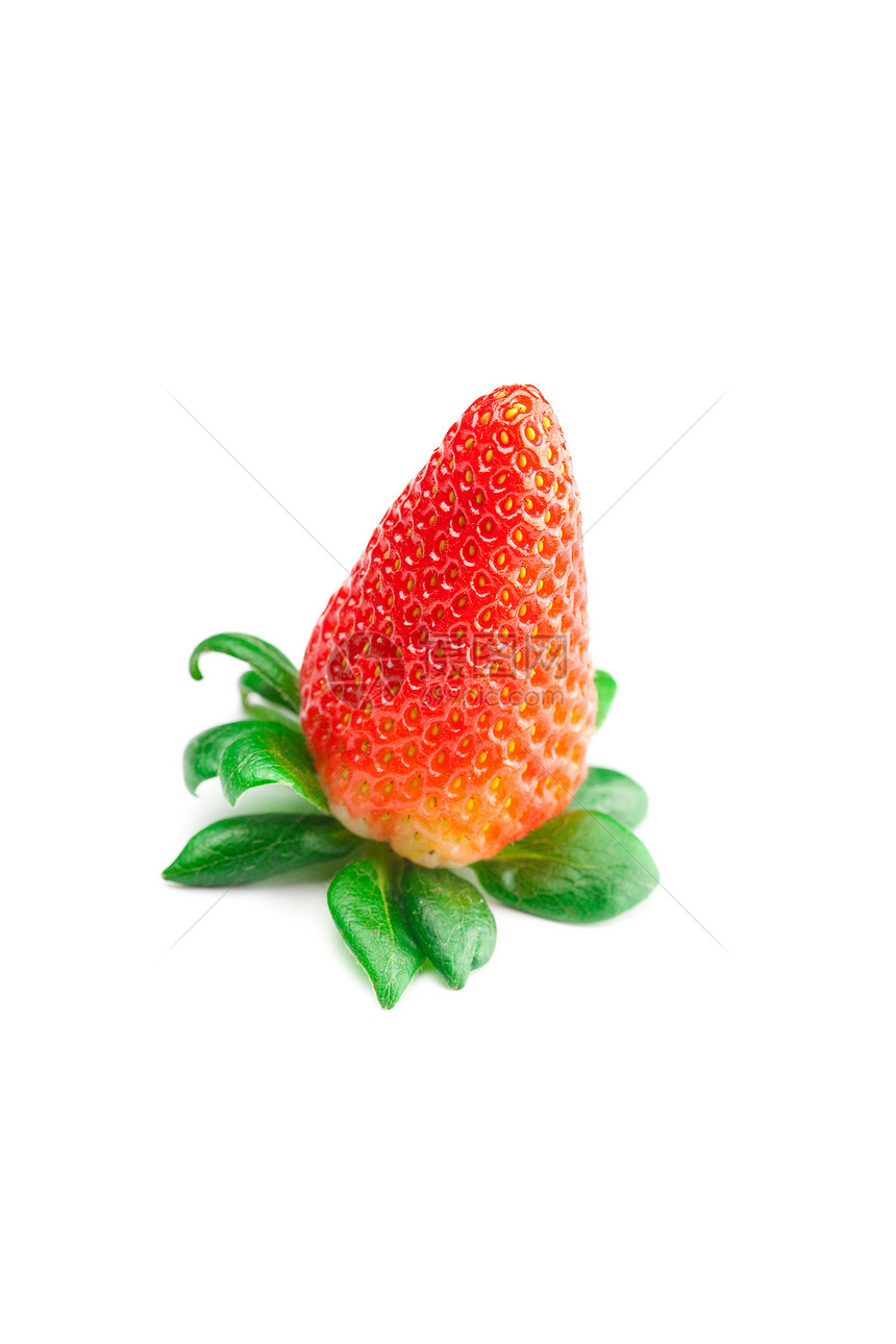 白边上被孤立的红莓草莓框架甜点生活盘子种子叶子水果浆果营养早餐图片