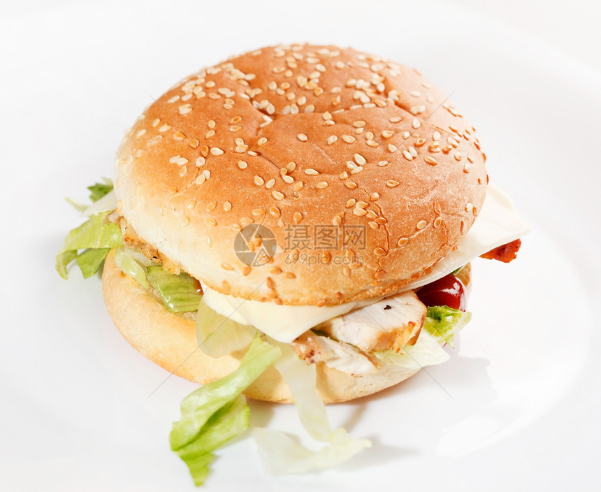 白色的汉堡包馅饼小吃洋葱食物胡椒芝麻包子晚餐饮食营养图片