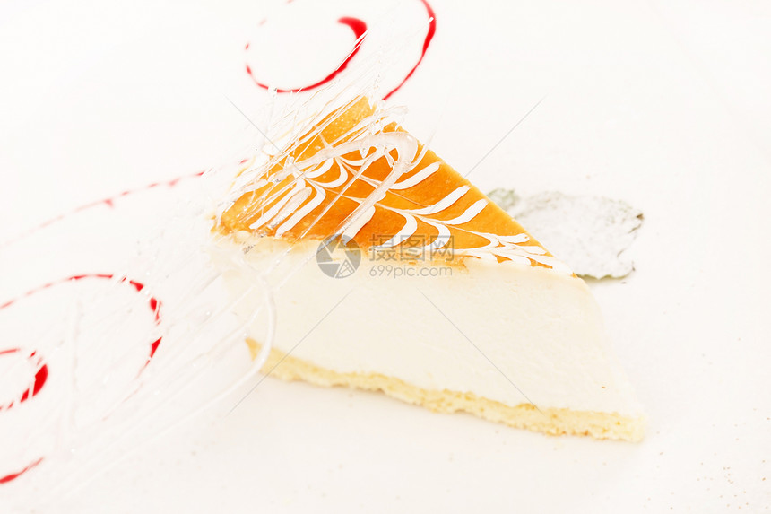 好吃的芝士蛋糕薄荷黄色脆皮焦糖美食食物糕点面包甜点白色图片