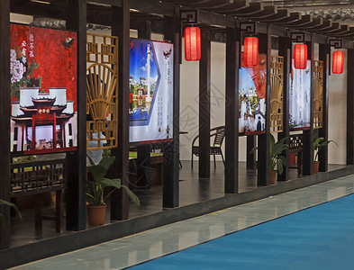 中国的红灯和室内装饰背景图片