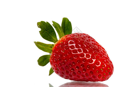 草莓甜点宏观水果美食食物绿色茶点红色背景图片