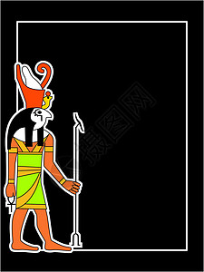欧西里斯矢量埃吉普提神王国金字塔插图莎草神话头饰国王考古学电脑魔法插画