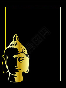 黑色背景的金矢量Buddha背景图片
