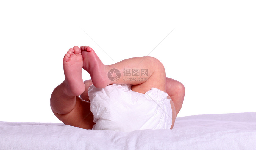 婴儿用白色的尿布图片