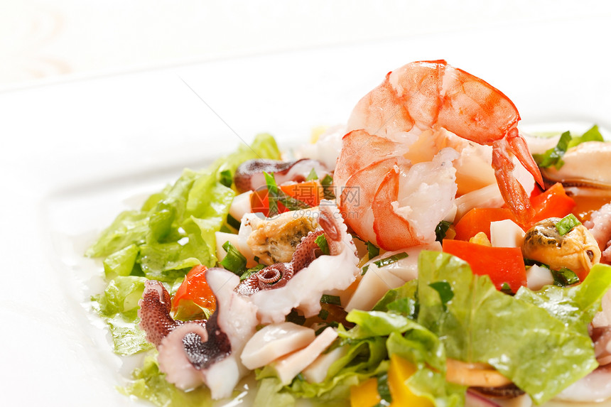 海食沙拉重量烹饪树叶海鲜食物损失青菜贝类饮食小吃图片