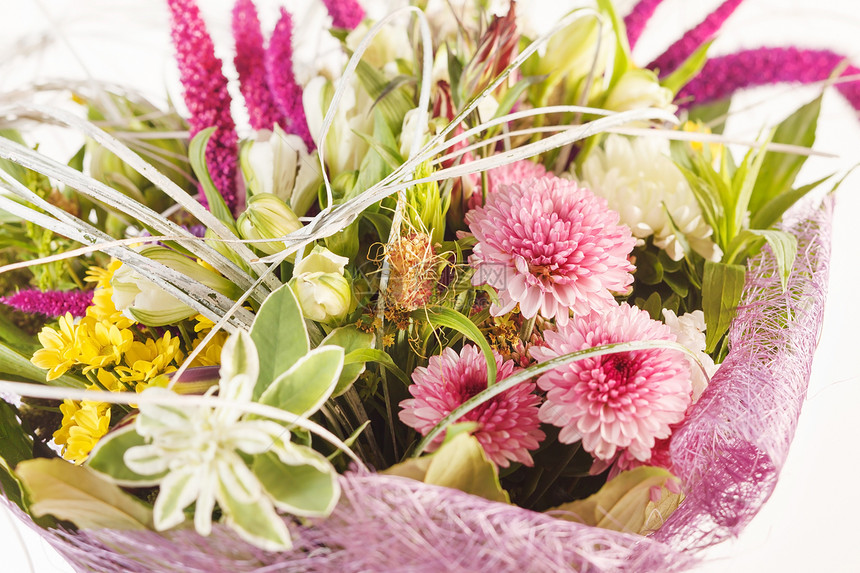 花束花朵婚礼植物群雏菊叶子母亲花瓶百合礼物兰花菊花图片