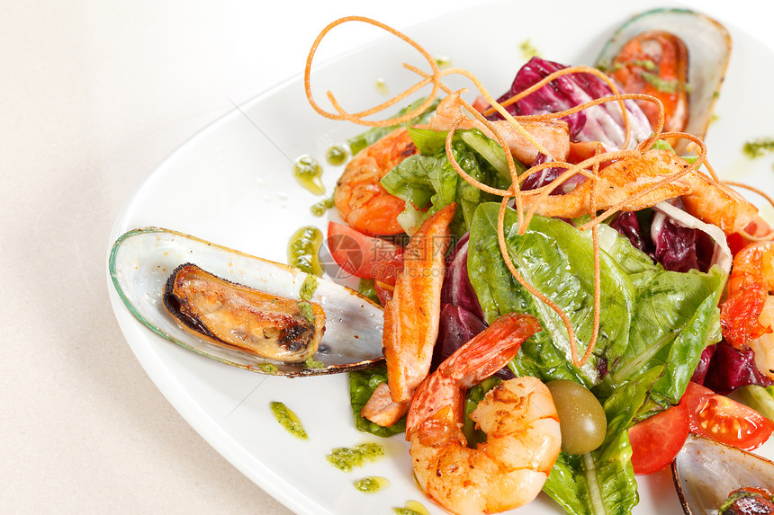 海食沙拉茶点小吃午餐盘子食物螃蟹美食奢华贝类蔬菜图片