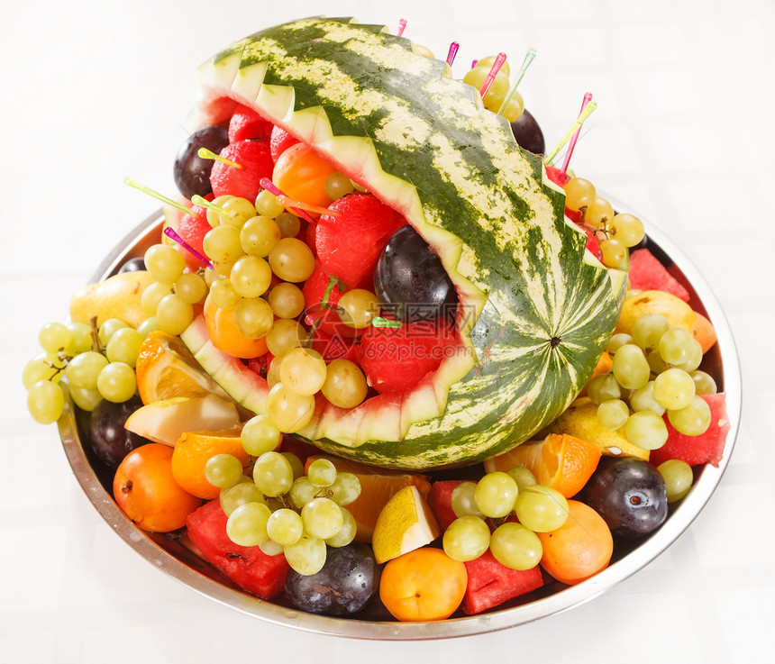 西瓜水果沙拉柚子食物覆盆子营养派对橙子静物维生素内饰图片