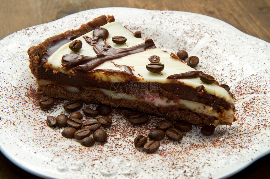 咖啡 ccke派对糕点盘子磨砂面包奶油宏观馅饼甜点育肥图片