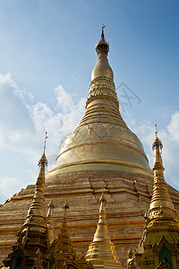 Shwedagon 塔寺宝塔地标旅游佛塔宗教寺庙金子文化背景图片