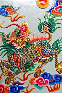中国风格雕塑艺术 基林童话故事动物背景图片