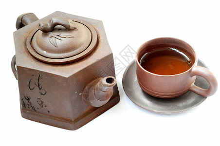 粗陶茶具中华挑逗文化饮料杯子盘子厨房陶器早餐茶具茶碗茶壶背景