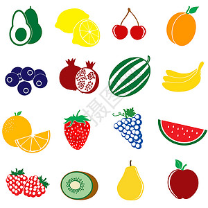 水果图标 se石榴香蕉甜点奇异果叶子营养维生素西瓜艺术饮食背景图片