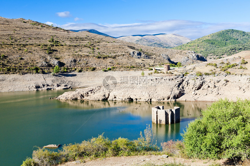 西班牙拉里奥哈曼西利亚堡垒废墟风景障碍弹幕外观旅行世界水库位置山脉图片