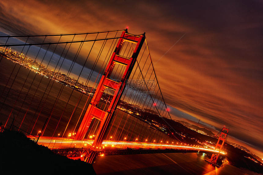 金门大桥日落图片