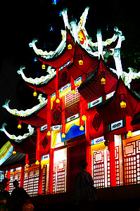 中国灯笼黑色红色公园旅行展览节日背景图片