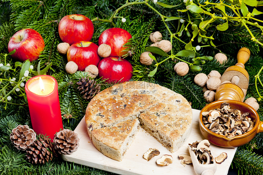 特别圣诞蘑菇糕饼烘焙膳食核桃水果坚果传统营养锥体符号内饰图片