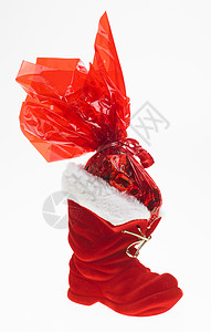 圣诞节靴子礼物包装展示插图静物宴席纹饰装饰装饰品庆典背景图片