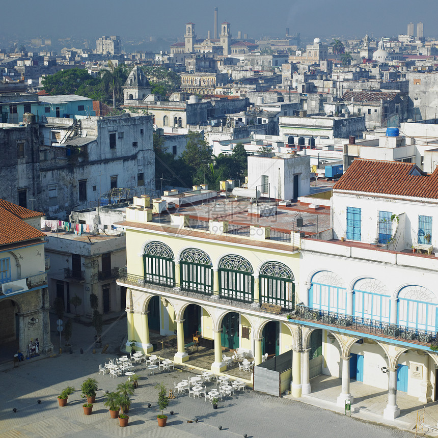 古巴旧哈瓦那Vieja广场建筑房屋鸟瞰图省会首都历史房子历史性旅行建筑学图片