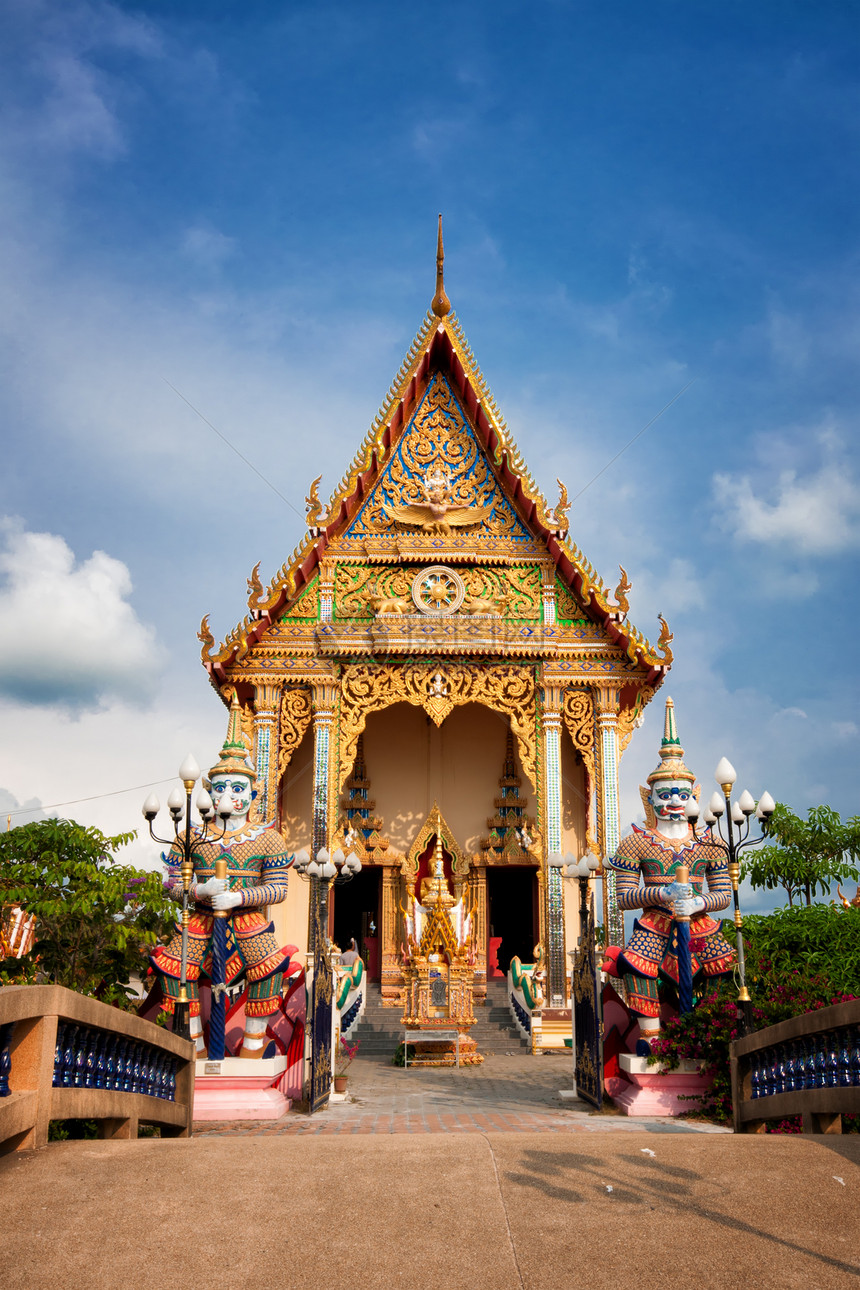 泰国Ko Samui岛佛教寺庙建筑学蓝色旅游建筑文化传统宗教雕塑热带宝塔图片