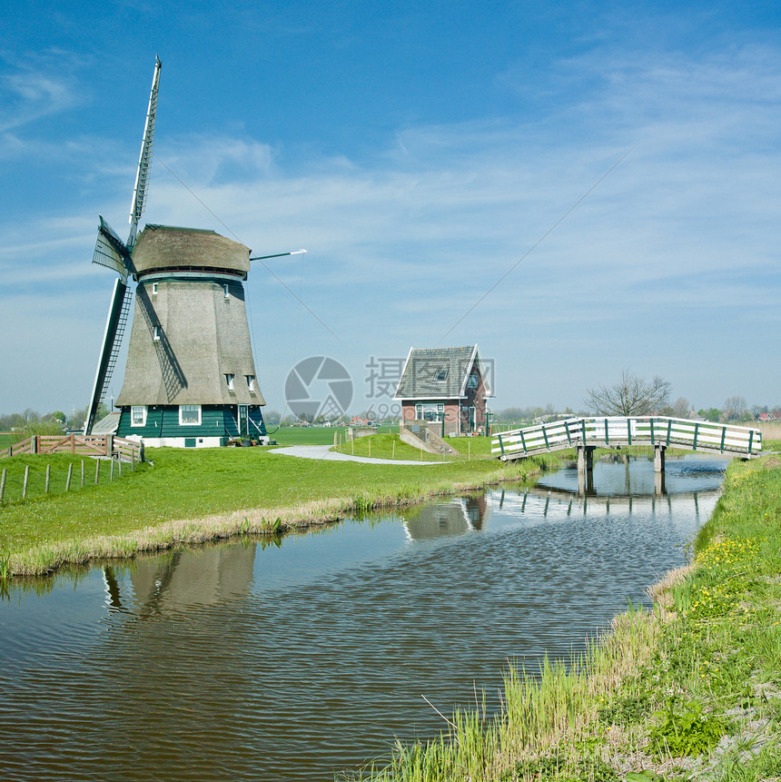 荷兰阿尔克马尔附近的风车世界运河外观建筑学位置旅行图片