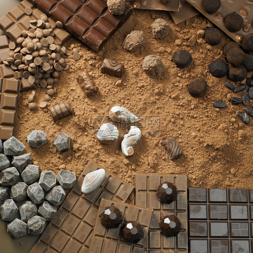 巧克力静止生活食品静物营养甜点诱惑食物棕色可可内饰糖果图片