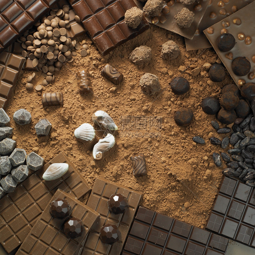 巧克力静止生活可可诱惑豆子糖果种子食物静物食品营养甜点图片
