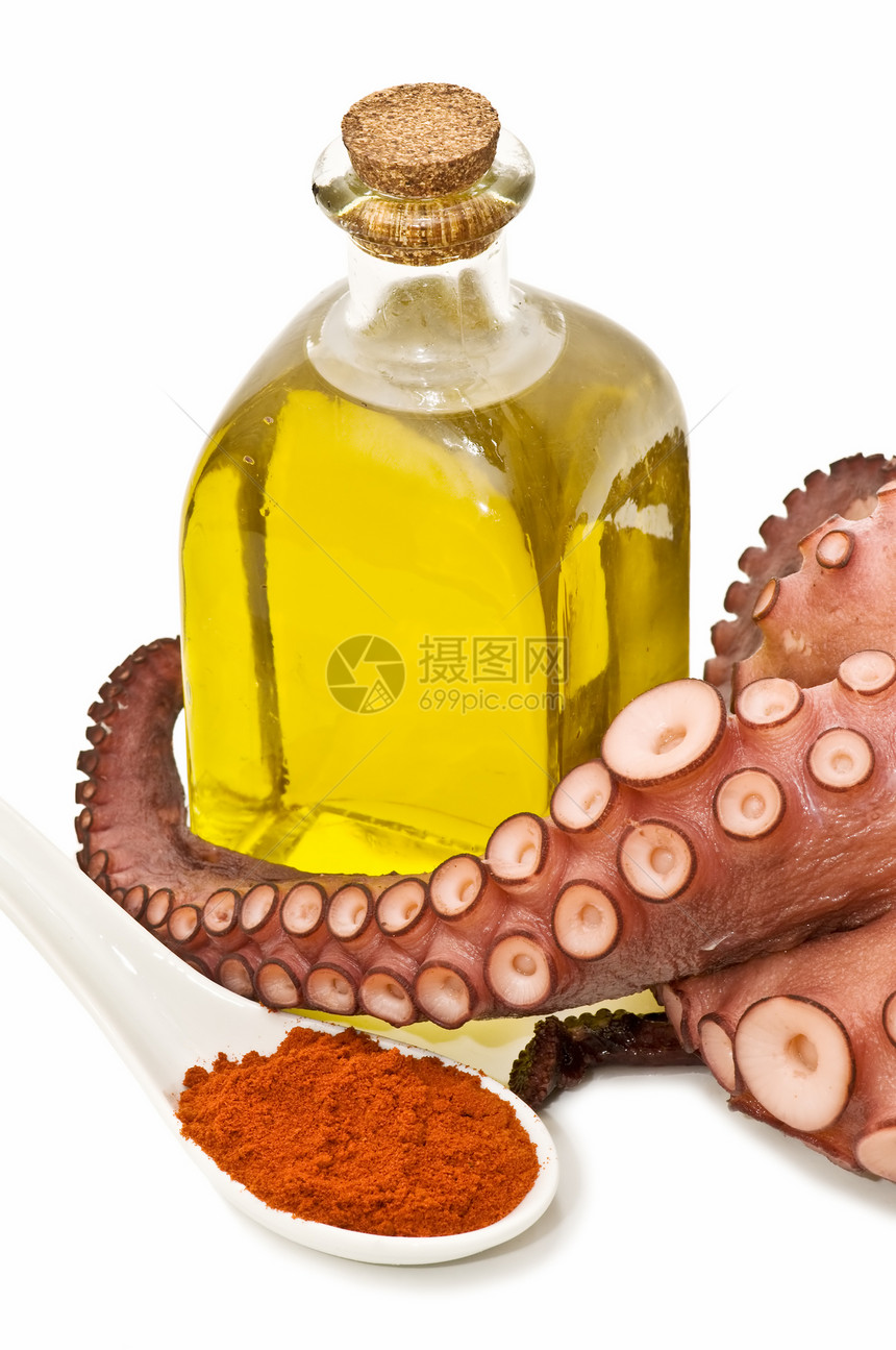 橄榄油和章鱼水果营养绿色食物橄榄生活黄色成分香料图片