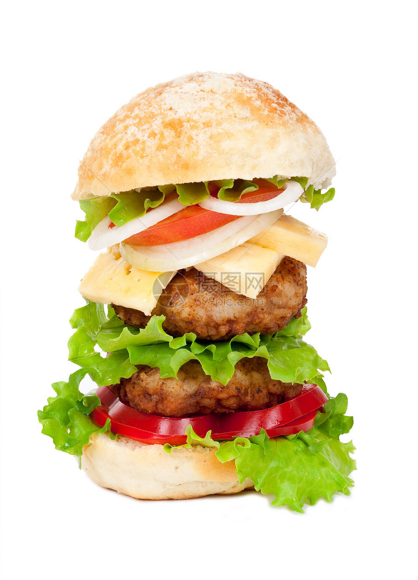 大汉堡包汉堡饮食营养食物面包白色包子美食小吃芝士图片