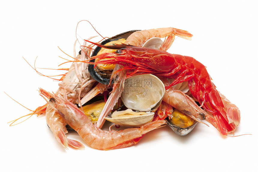 海产海鲜动物蛤蜊用餐营养食物美食对虾小龙虾商业市场图片
