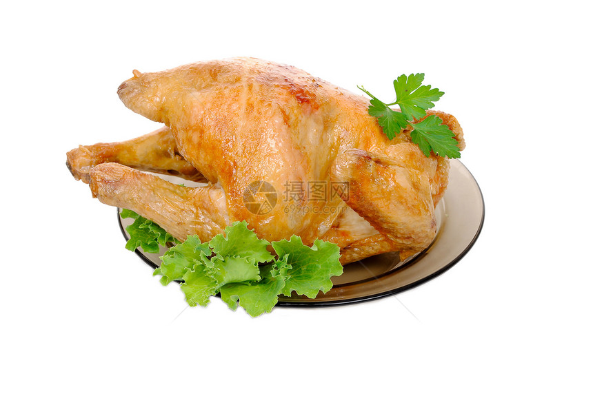 带新鲜蔬菜的灰鸡盘子白色家禽炙烤饮食香料营养红色午餐香菜图片