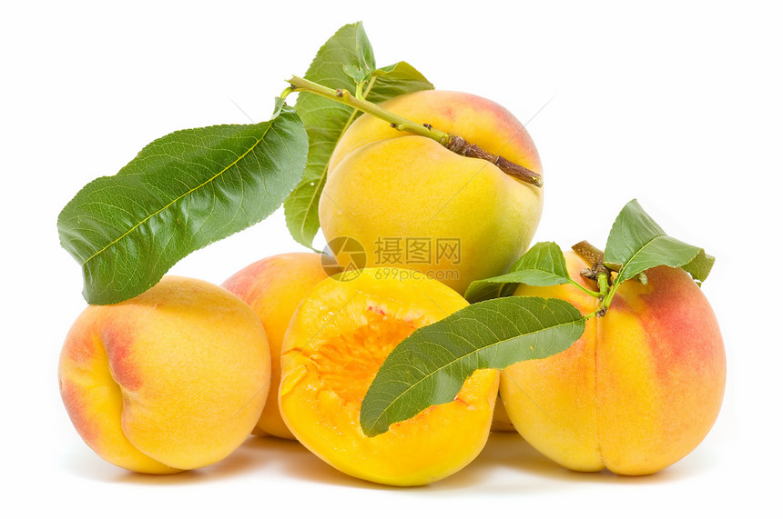 新鲜桃子季节维生素素食植物群饮食甜点水果植物白色食物图片