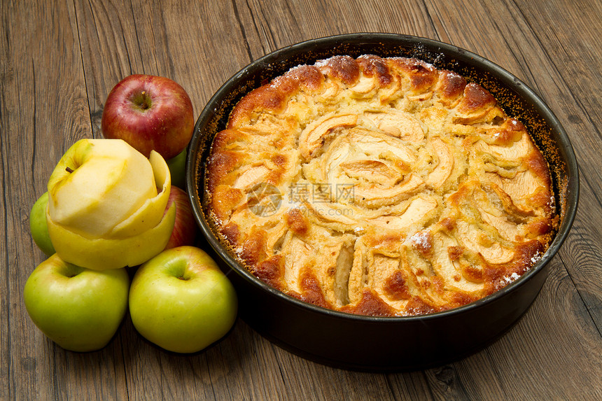 苹果塔甜点食品馅饼脆皮生活时间木头食物美食水果图片