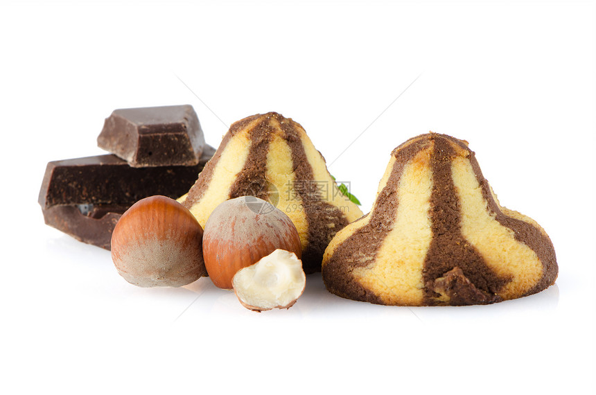 土制巧克力饼干传统榛子棕色白色甜点锥体小吃夫妻圆锥形育肥图片