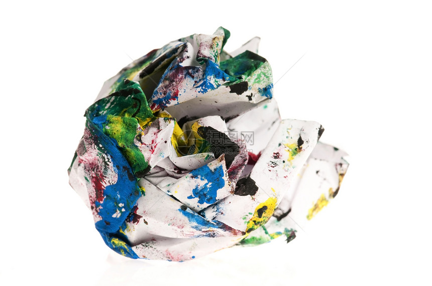 被白纸隔绝的碎纸绘画回收废料艺术白色文档垃圾折痕图片