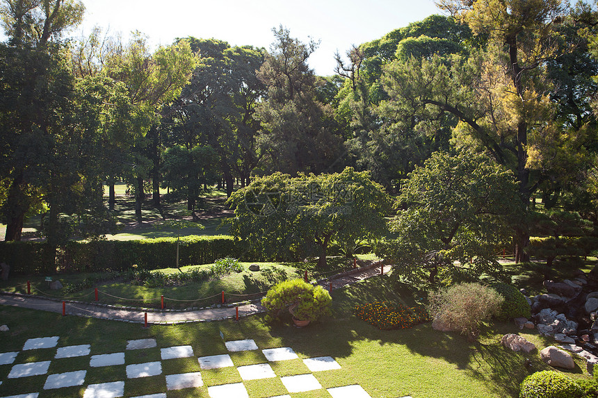 在日本花园的象棋形式中以地区岩石快乐生态植物温泉花园几何公园地面园艺图片