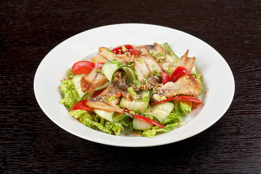 烟沙拉美味海藻盘子午餐海鲜文化美食熏制蔬菜食物图片